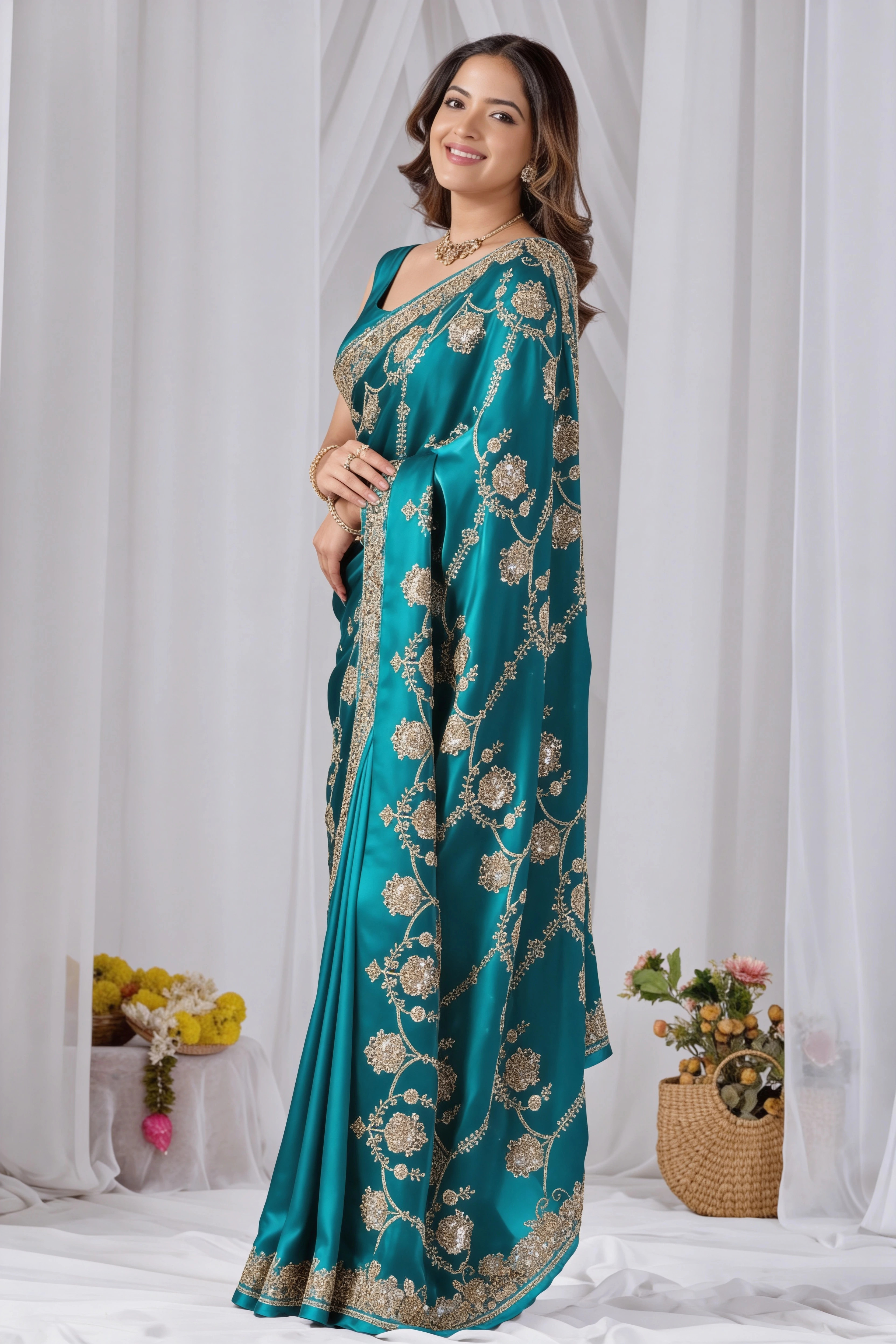 Blue Beads work Embroidery Designer Saree Blue Beads work Embroidery Designer Saree + The Blue Beads Work Embroidery Designer Saree brings hand-applied bead embroidery to a blue base, and it's built for anyone comparing options for a blue saree rather than something purely decorative. The colour reads true in both daylight and indoor event lighting, which matters more than it sounds &mdash; a lot of sarees photograph differently under venue lighting than they do in a product shot, and this one has been chosen to hold its tone consistently. &bull; Craftsmanship