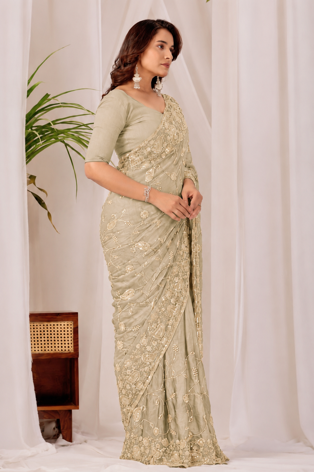 Golden Regal Floral Heritage Saree Golden Regal Floral Heritage Saree + The Golden Regal Floral Heritage Saree brings traditional floral motif weaving to a golden base, and it's built for anyone comparing options for a golden saree rather than something purely decorative. The colour reads true in both daylight and indoor event lighting, which matters more than it sounds &mdash; a lot of sarees photograph differently under venue lighting than they do in a product shot, and this one has been chosen to hold its tone consistently. &bull; Craftsmanship