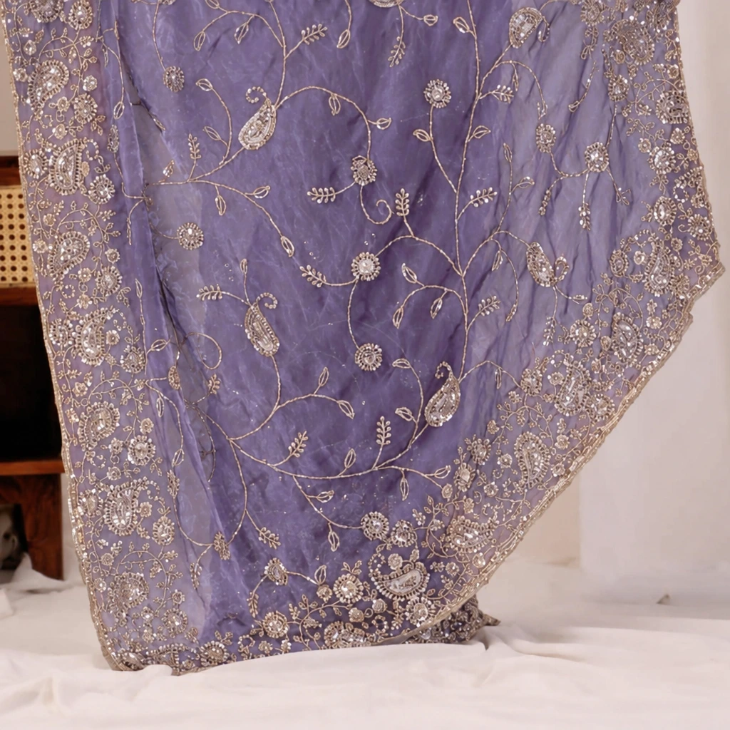 Purple Regal Floral Heritage Saree Purple Regal Floral Heritage Saree + The Purple Regal Floral Heritage Saree brings traditional floral motif weaving to a purple base, and it's built for anyone comparing options for a purple saree rather than something purely decorative. The colour reads true in both daylight and indoor event lighting, which matters more than it sounds &mdash; a lot of sarees photograph differently under venue lighting than they do in a product shot, and this one has been chosen to hold its tone consistently. &bull; Craftsmanship