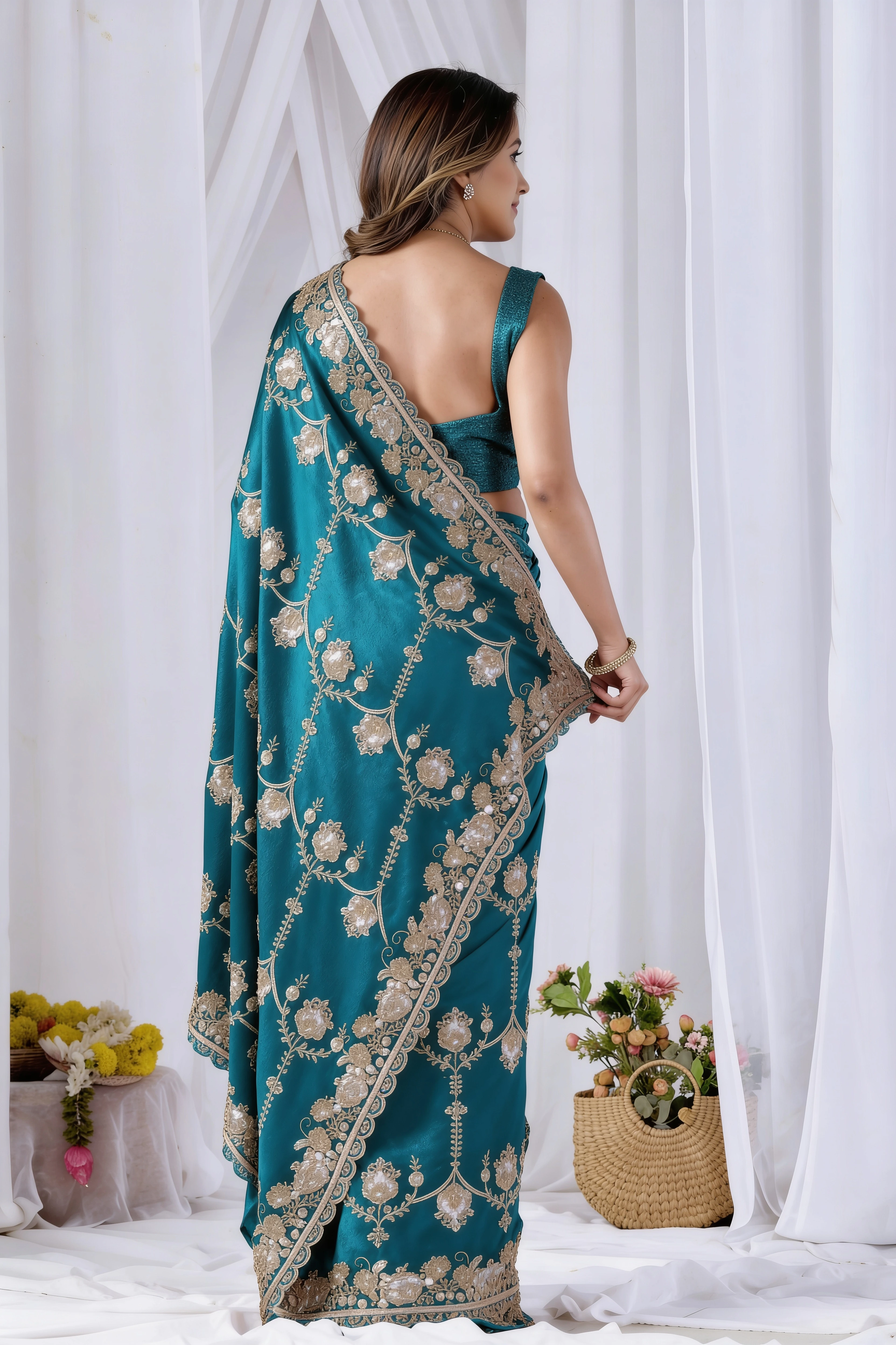 Blue Beads work Embroidery Designer Saree Blue Beads work Embroidery Designer Saree + The Blue Beads Work Embroidery Designer Saree brings hand-applied bead embroidery to a blue base, and it's built for anyone comparing options for a blue saree rather than something purely decorative. The colour reads true in both daylight and indoor event lighting, which matters more than it sounds &mdash; a lot of sarees photograph differently under venue lighting than they do in a product shot, and this one has been chosen to hold its tone consistently. &bull; Craftsmanship