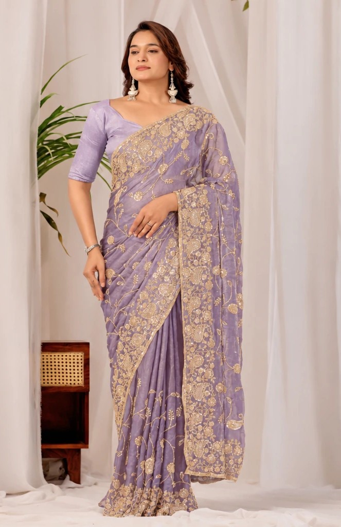 Purple Regal Floral Heritage Saree Purple Regal Floral Heritage Saree + The Purple Regal Floral Heritage Saree brings traditional floral motif weaving to a purple base, and it's built for anyone comparing options for a purple saree rather than something purely decorative. The colour reads true in both daylight and indoor event lighting, which matters more than it sounds &mdash; a lot of sarees photograph differently under venue lighting than they do in a product shot, and this one has been chosen to hold its tone consistently. &bull; Craftsmanship