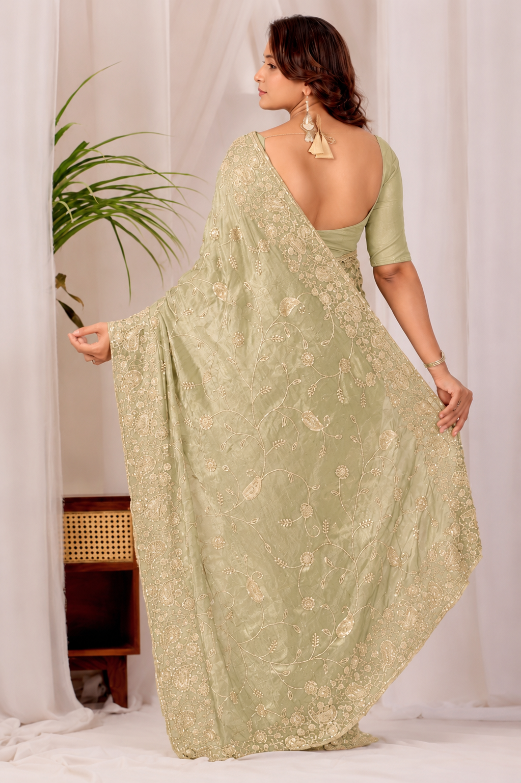 Golden Regal Floral Heritage Saree Golden Regal Floral Heritage Saree + The Golden Regal Floral Heritage Saree brings traditional floral motif weaving to a golden base, and it's built for anyone comparing options for a golden saree rather than something purely decorative. The colour reads true in both daylight and indoor event lighting, which matters more than it sounds &mdash; a lot of sarees photograph differently under venue lighting than they do in a product shot, and this one has been chosen to hold its tone consistently. &bull; Craftsmanship