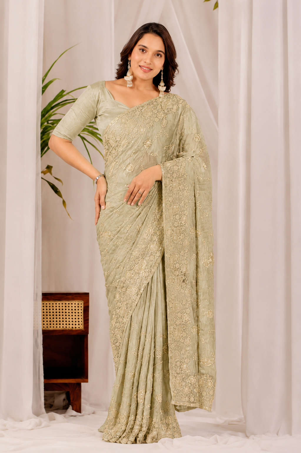 Golden Regal Floral Heritage Saree Golden Regal Floral Heritage Saree + The Golden Regal Floral Heritage Saree brings traditional floral motif weaving to a golden base, and it's built for anyone comparing options for a golden saree rather than something purely decorative. The colour reads true in both daylight and indoor event lighting, which matters more than it sounds &mdash; a lot of sarees photograph differently under venue lighting than they do in a product shot, and this one has been chosen to hold its tone consistently. &bull; Craftsmanship