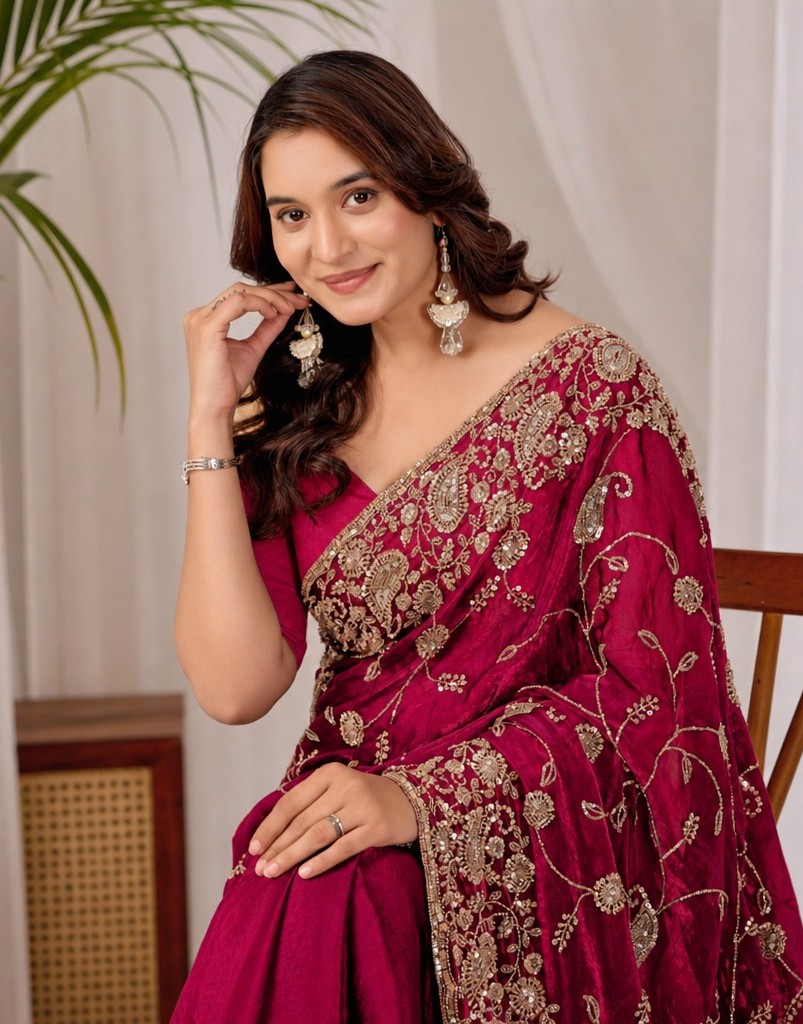 Rose Red Regal Floral Heritage Saree Rose Red Regal Floral Heritage Saree + The Rose Red Regal Floral Heritage Saree brings traditional floral motif weaving to a rose red base, and it's built for anyone comparing options for a saree rose rather than something purely decorative. The colour reads true in both daylight and indoor event lighting, which matters more than it sounds &mdash; a lot of sarees photograph differently under venue lighting than they do in a product shot, and this one has been chosen to hold its tone consistently. &bull; Craftsmanship