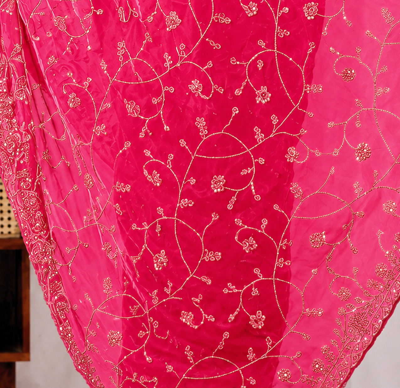The Dark Pink Onyx Sequin Heritage Saree The Dark Pink Onyx Sequin Heritage Saree + Dark Pink&nbsp;