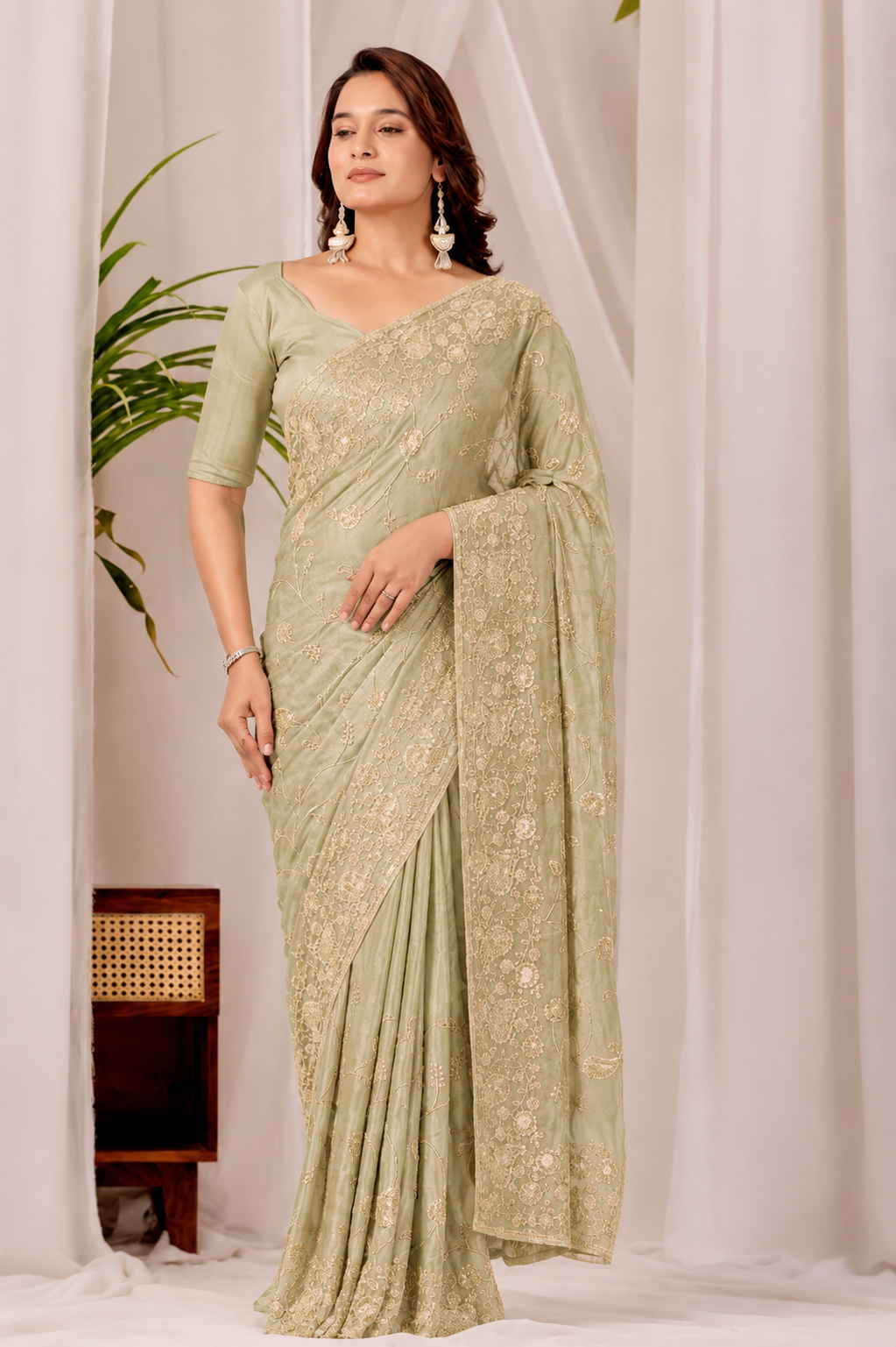 Golden Regal Floral Heritage Saree Golden Regal Floral Heritage Saree + The Golden Regal Floral Heritage Saree brings traditional floral motif weaving to a golden base, and it's built for anyone comparing options for a golden saree rather than something purely decorative. The colour reads true in both daylight and indoor event lighting, which matters more than it sounds &mdash; a lot of sarees photograph differently under venue lighting than they do in a product shot, and this one has been chosen to hold its tone consistently. &bull; Craftsmanship